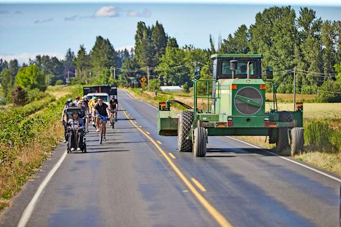 Mackay’s main impediments, on and off Sauvie Island: tiredness at night, his own fluctuating temperature … and traffic.